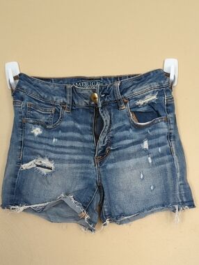 American Eagle Outfitters Distressed Denim Jean Shorts - Blue